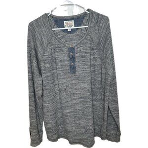 Lucky Brand Mens Henley XL Gray Waffle Knit Rugged Workwear Utility Cabincore